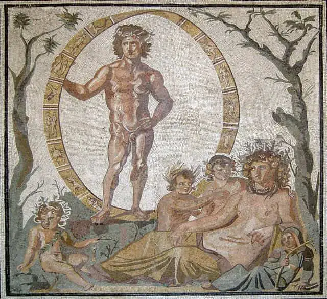 Greek God Uranus with his children