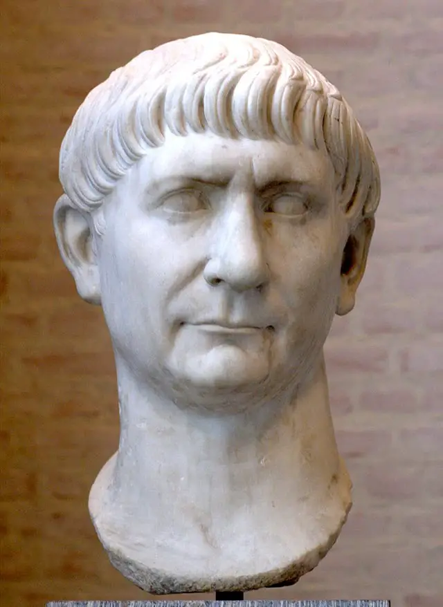 White bust of the Roman Emperor Trajan