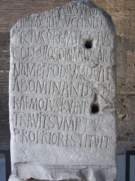 5th Century inscription in the Colosseum, Rome
