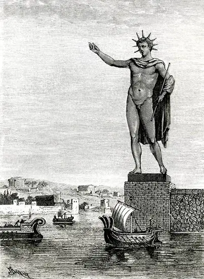 Drawing of Colossus of Rhodes made in 1880