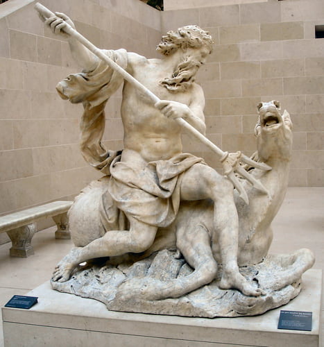 Statue of Roman God Neptune in Louvre 