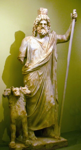 Statue of Roman God Pluto with Cerberus