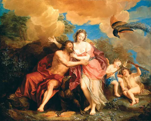 A portrait of Goddess Juno and God Jupiter