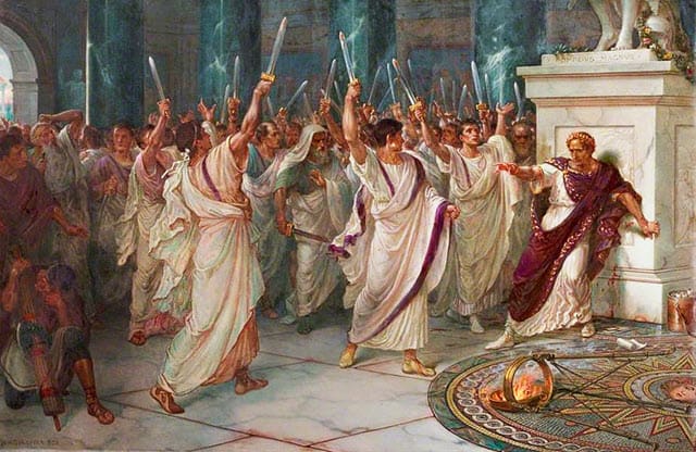 A scene of the assassination of the Julius Caesar