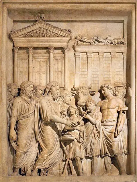 A scene showing Marcus Aurelius sacrificing