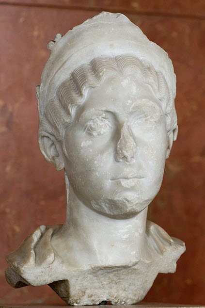 A white marble bust of Julia Mamaea