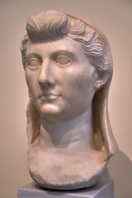 A white marble bust of Livia Drusilla