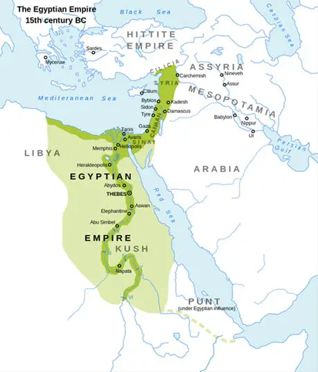 A map showing the parts of the New Kingdom of Ancient Egypt