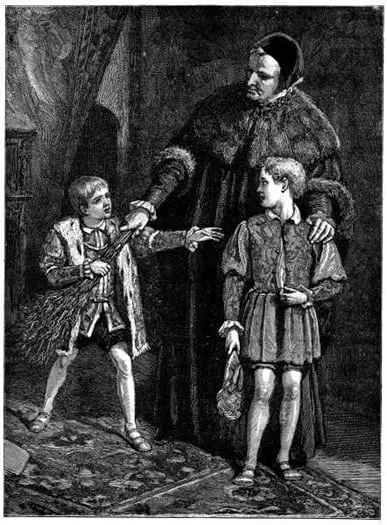 A scene depicting King's son and his whipping boy