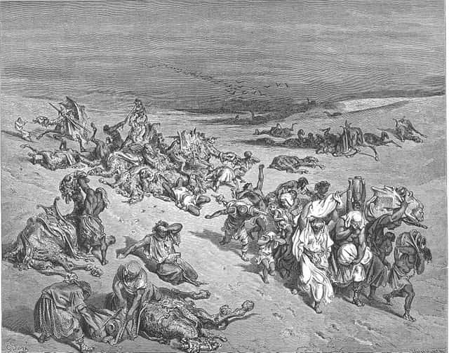 A scene depicting the fifth plague - the bubonic plague