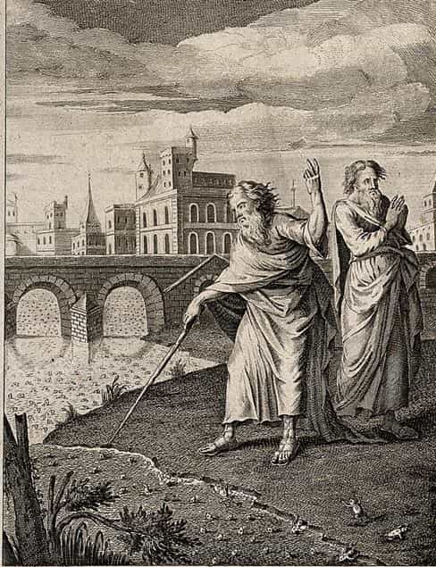 A scene depicting the second plague - the invasion of frogs