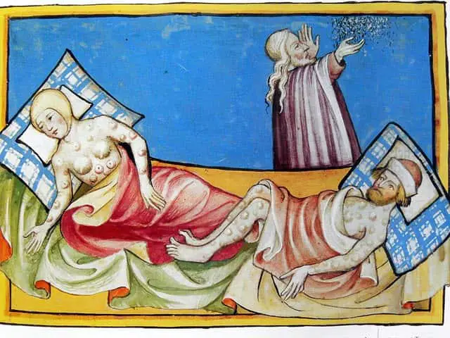 A scene depicting the sixth plague - boils