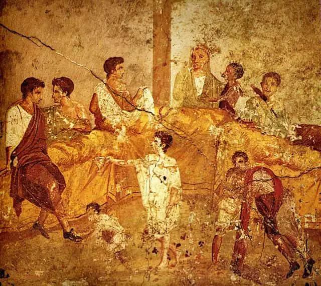 A wall painting depicting Ancient Roman Culture