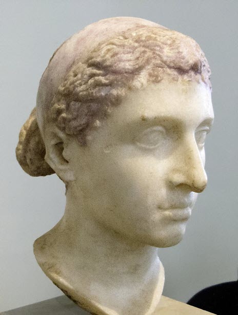A white bust of Cleopatra