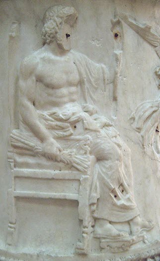 Roman God Jupiter holding a thunderbolt in his hand