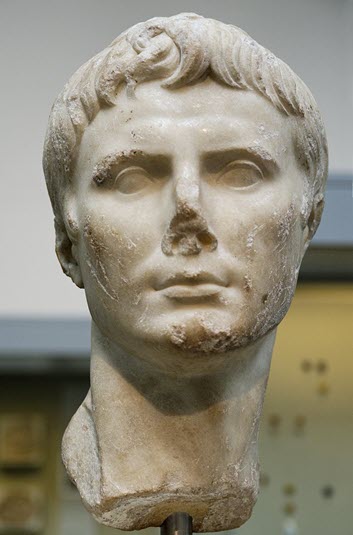 A white bust of Roman Emperor Augustus