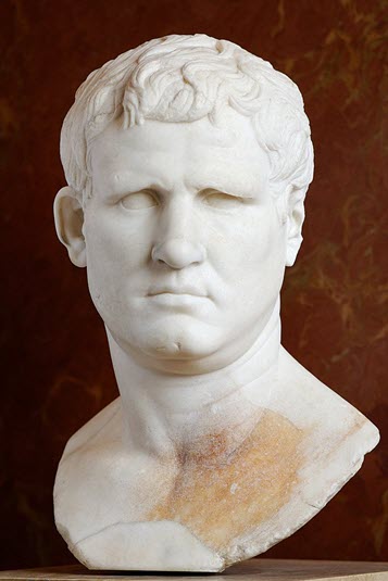A white bust of young Marcus Agrippa