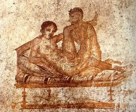 An erotic scene from Ancient Rome depicting the life of a prostitute