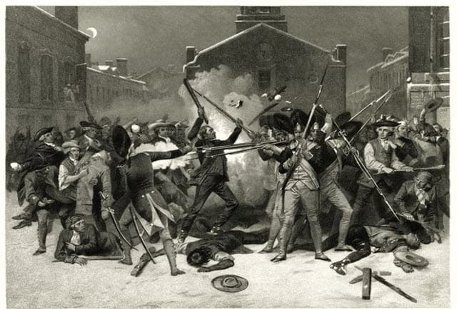 An image depicting one of the incident from Boston Massacre