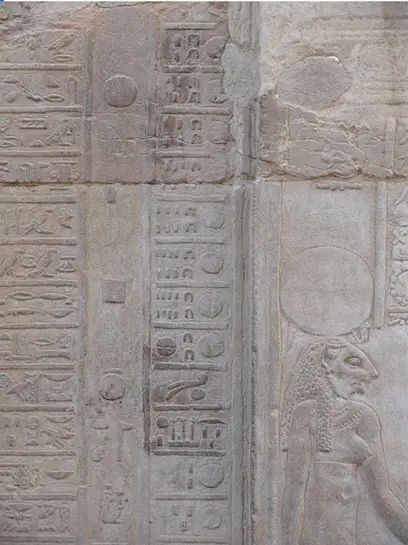 One section of ancient Egyptian calendar