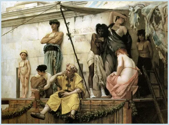 Slaves of different age in slave market
