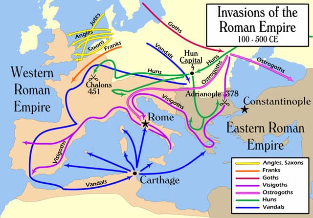 A map depicting the Roman Empire