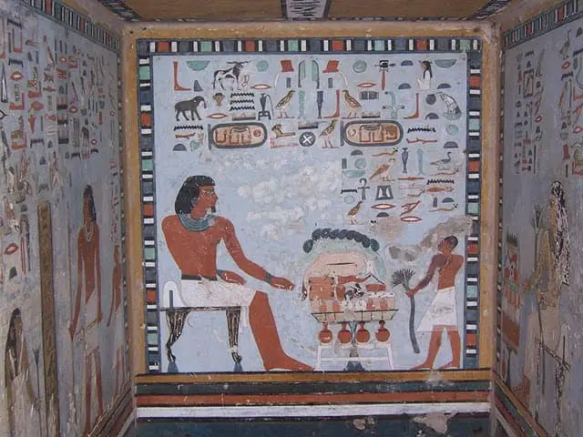 A wall painting with Ancient Egyptian painting technique
