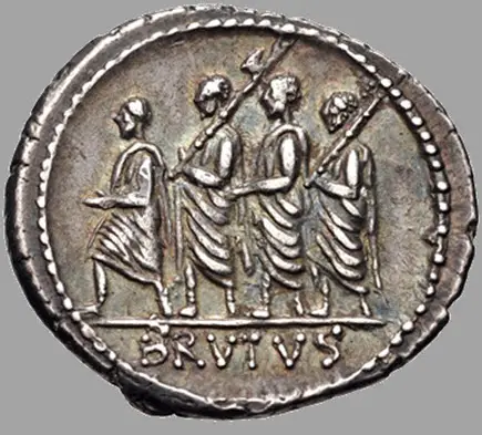 An image of Rome's first Denarius of 54 BC