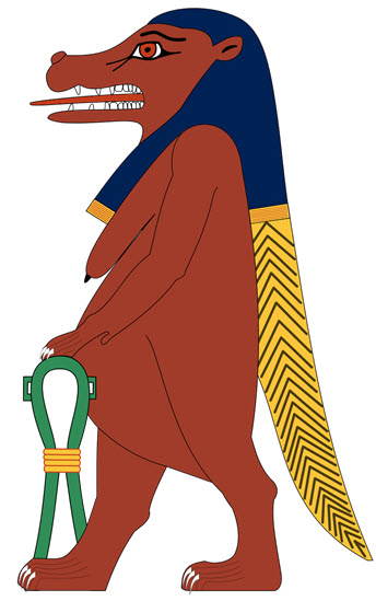 Egyptian Goddess Taweret depicted as a pregnant hippopotamus