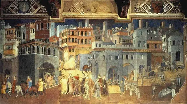The Effects of Good Government by Ambrogio Lorenzetti - painting of Medieval Era