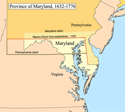 A map of Province of Maryland