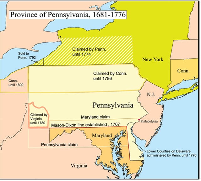 A map of the Province of Pennsylvania