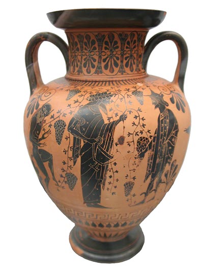 A pot portrait of grapes on Ancient Greek pot 