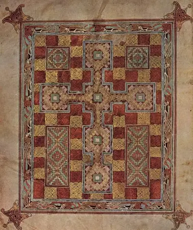 A carpet page from the Lindisfarne Gospels