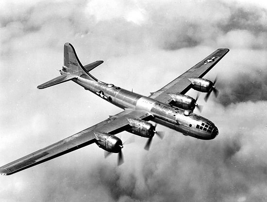 An image of B-29 bomber, the only aircraft to use nuclear weapon