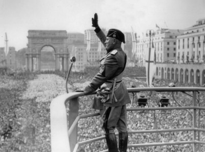 Benito Mussolini doing Roman Salute