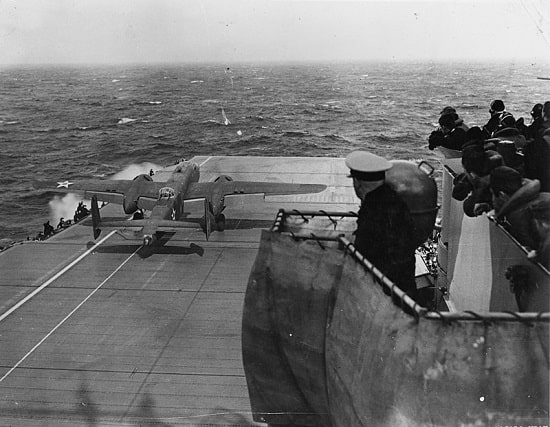 Doolittle taking off from USS Hornet for the raid