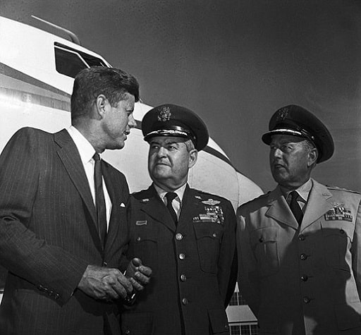 General Curtis E. LeMay with President Jhon F. Kennedy and General Thomas S. Power