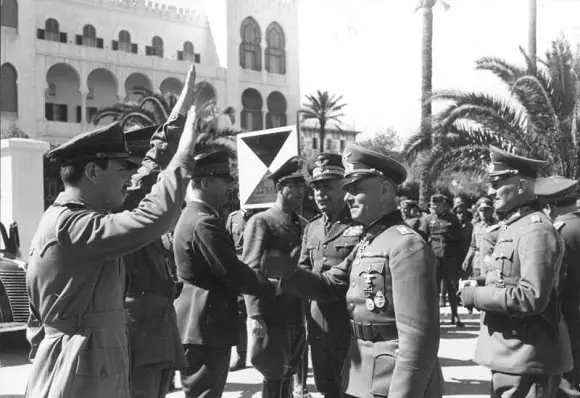 General Rommel with Governor-General Gariboldi (on Rommel's right), Libya 1941