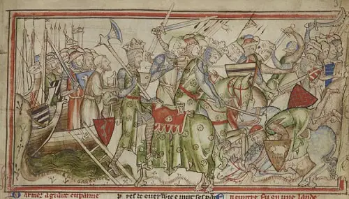 Harald landed near York, 13th-century chronicle The Life of King Edward the Confessor by Matthew Paris