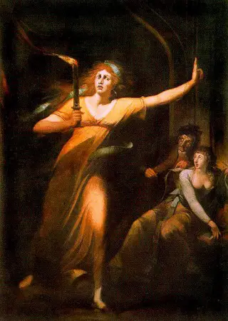A portrait depicting Lady Macbeth during her sleepwalk