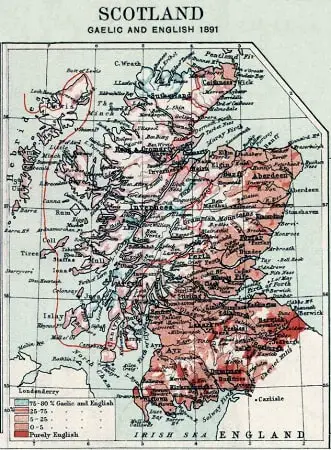 1891 distribution of English and Gaelic in Scotland