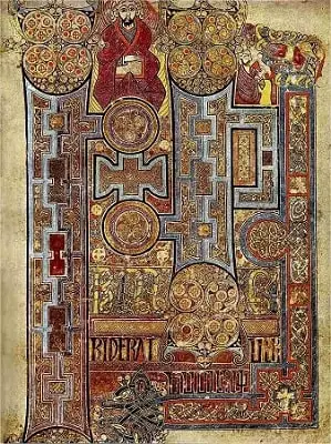 A page from the Book of Kells, made by Gaelic monastic scribes
