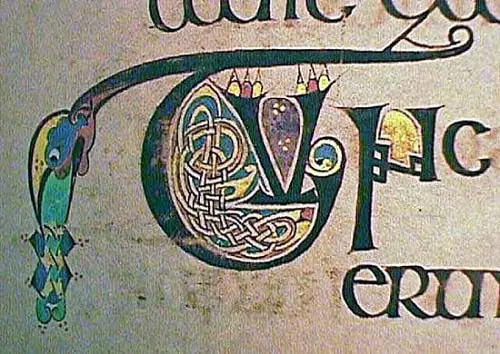 One of hundreds of small initials from the Book of Kells