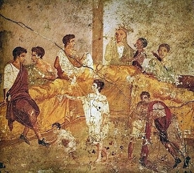 Pompeii depicting a multi-generational banquet