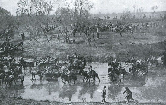 Retreat of Russian soldiers after the Battle of Mukden