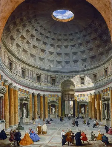 The interior of the Pantheon, painted by Giovanni Paolo Panini