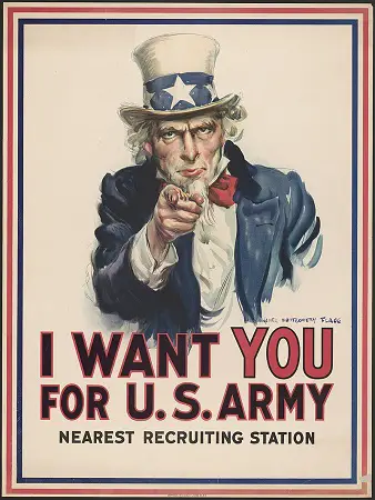 To recruit soldiers for both World War 1 and World War 2 