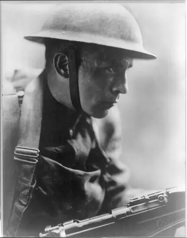 Close Up of a Doughboy in full combat dress