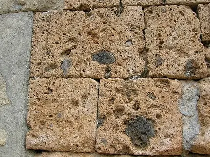 Etruscan tuff blocks from a tomb at Banditaccia